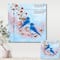 Designart - Two Blue Birds Sitting On A Branch With Berries - Traditional Canvas Wall Art Print